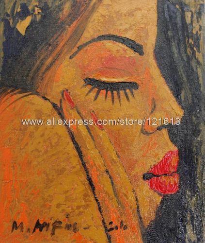 423x500 Feeling Depressed Oil On Canvas Painting Portrait Handmade - African American Painting