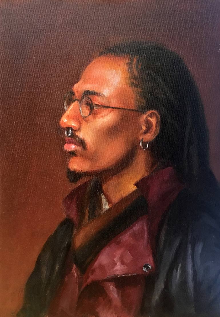 770x1109 Saatchi Art Profile Portrait Of African American Man In Leather - African American Painting