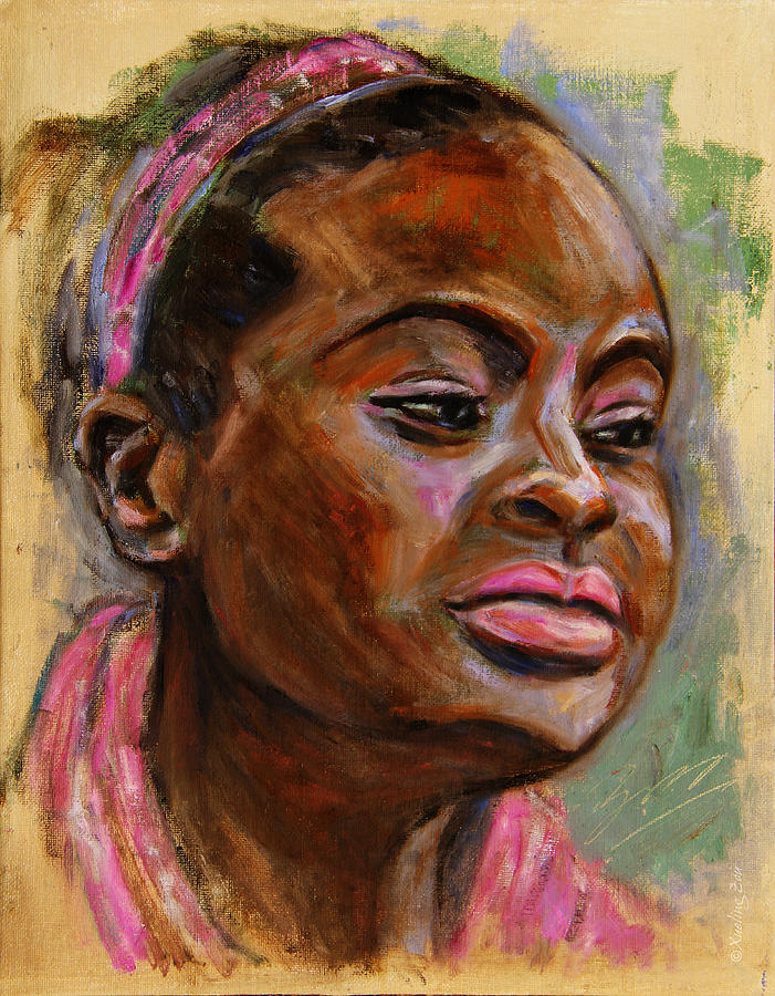 701x900 African American 3 Painting By Xueling Zou - African American Painting