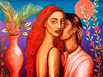 355x266 African American Man Woman Love Painting Art 32x24 - African American Woman Painting