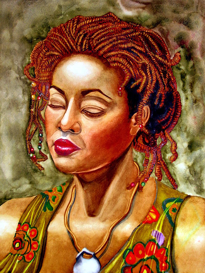 675x900 Du Miel Honey Painting By Emmanuel Turner - African American Woman Painting