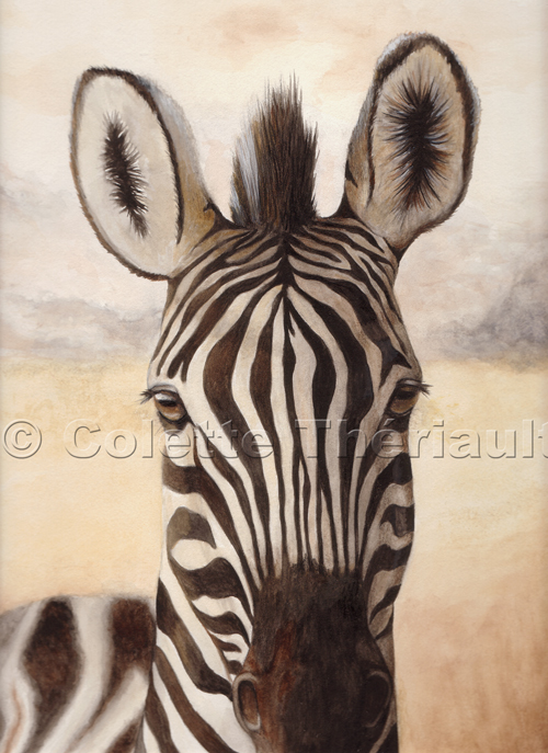 500x687 African Zebra Painting Wildlife Art African, North American - African Animal Painting