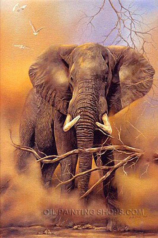 533x800 Hand Painted Oil Painting Reproduction African Animal Elephant - African Animal Painting