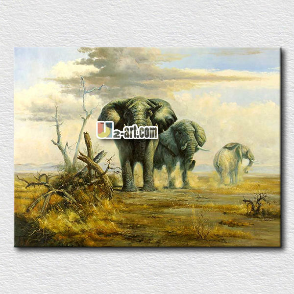 600x600 African Animal Elephant Oil Painting - African Animal Painting