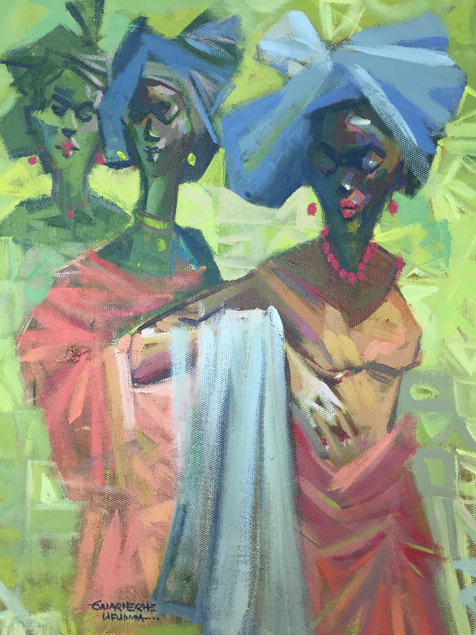 1536x2048 Bride's Friends. Acrylic On Canvas. African Art - African Art Painting
