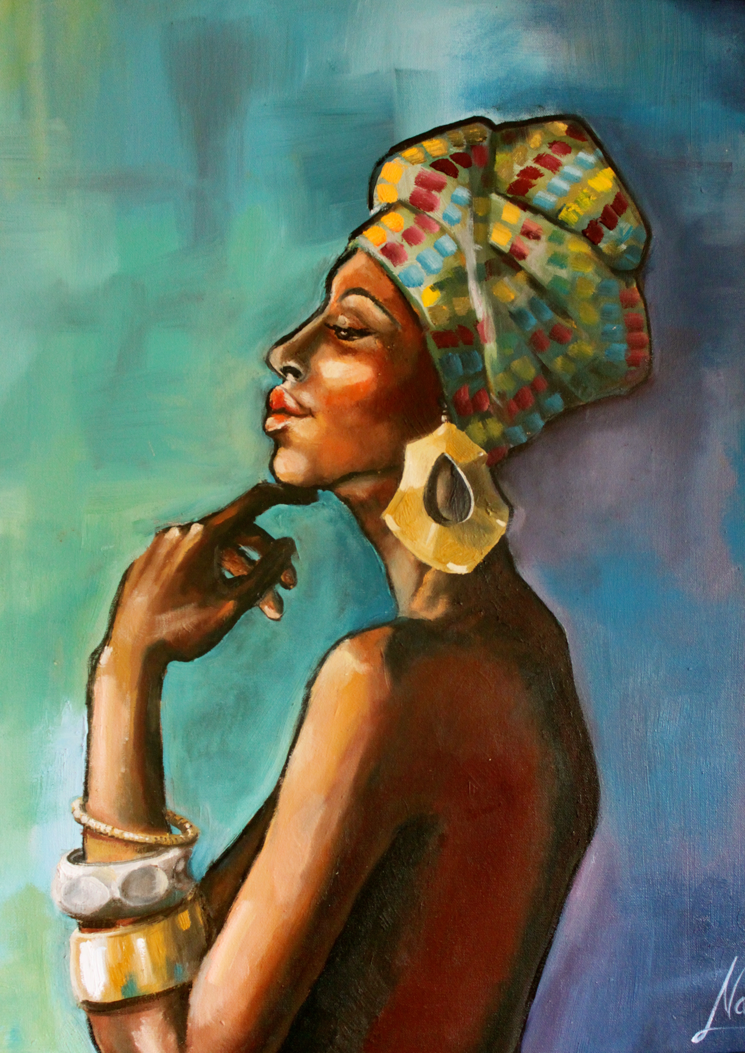 3168x4480 African Princess African Art, Oil Painting Art Studio - African Art Painting