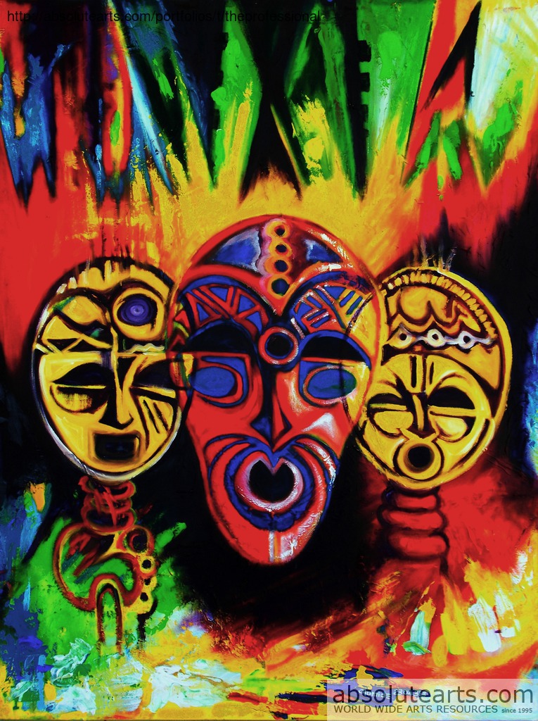 765x1024 Egunlae Olumide Artwork African Masks Original Painting Oil - African Culture Painting