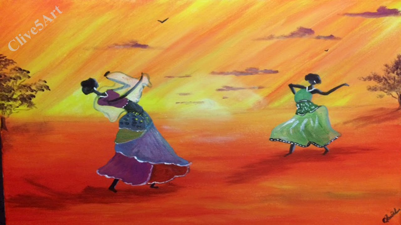 1280x720 Easy Dancing African Girls, Acrylic Painting For Beginners - African Dance Painting