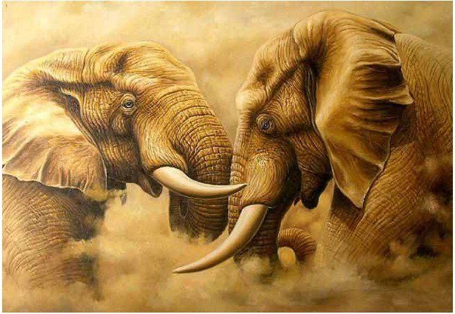 646x446 Elephants Painting - African Elephant Painting