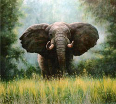 400x362 African Elephant Painting By Riek Jonker - African Elephant Painting