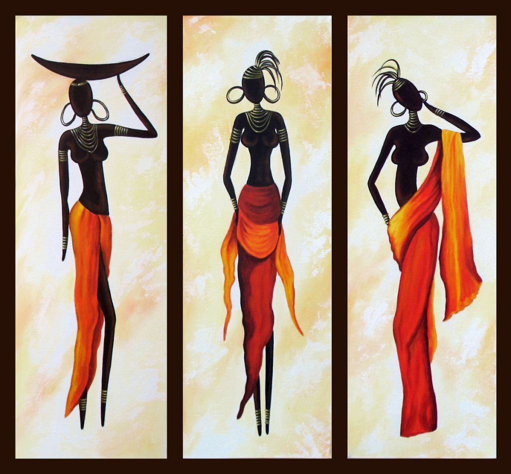 1024x950 African Woman Painting, African Girl Art, Abstract Figure Art - African Girl Painting