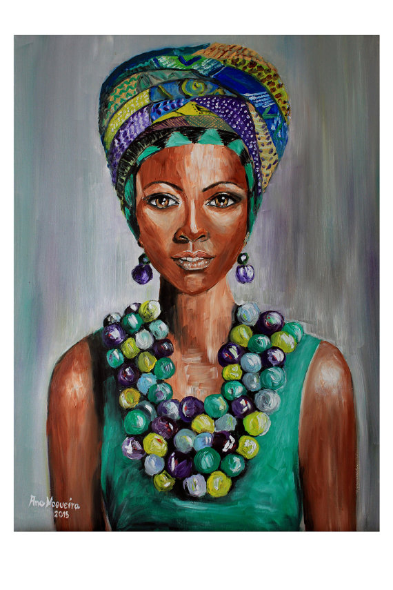 570x855 Print African Woman Portrait Girl Portrait African Girl Art - African Girl Painting