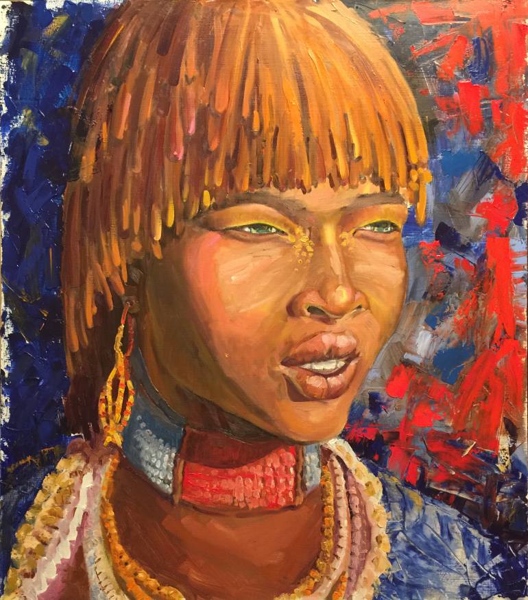 770x875 Saatchi Art African Girl Painting By Valeria Pepe - African Girl Painting