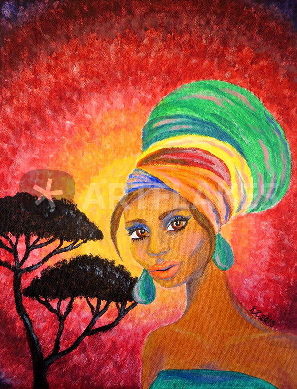 612x800 Turban Girl - African Girl Painting