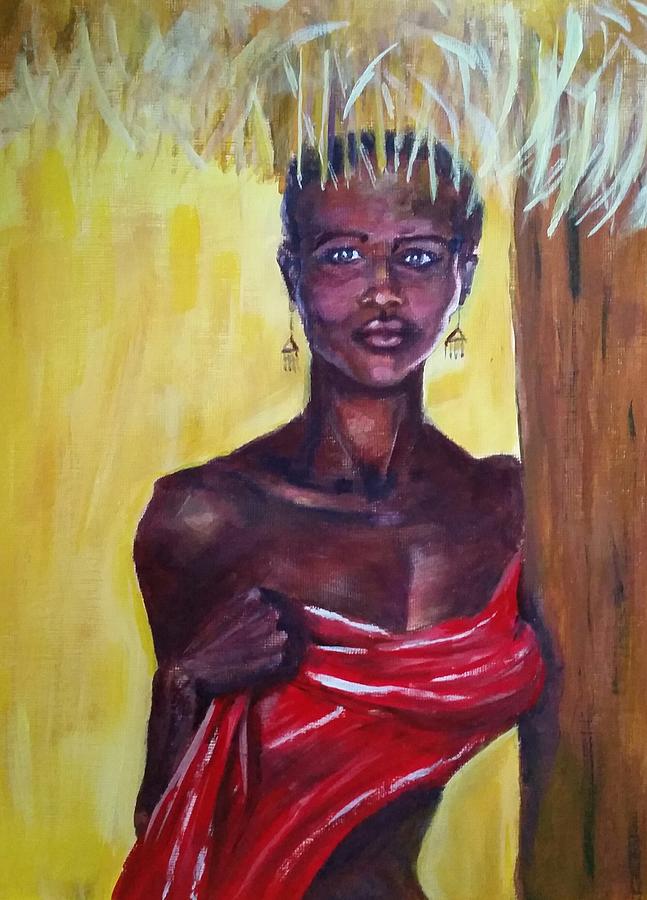 647x900 African Girl Painting By Gw Smith - African Girl Painting
