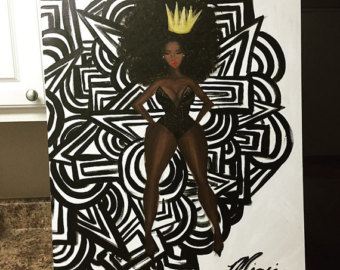 340x270 Items Similar To Bowling Team Captain Lily Lane, Art Print (Cute - African King And Queen Painting