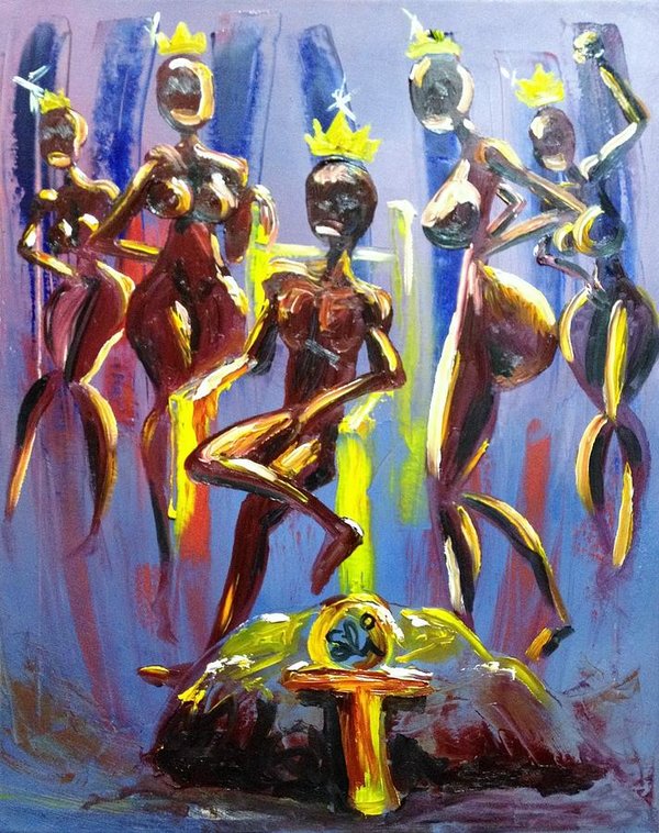 600x758 Afrikan Love King Art Print By Sean Ivy Aka Afro Art Ivy - African King And Queen Painting