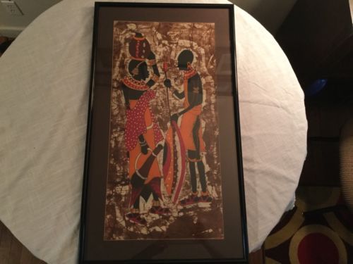 500x375 African King Protecting His Queen Art Original Painting On Cloth - African King Painting