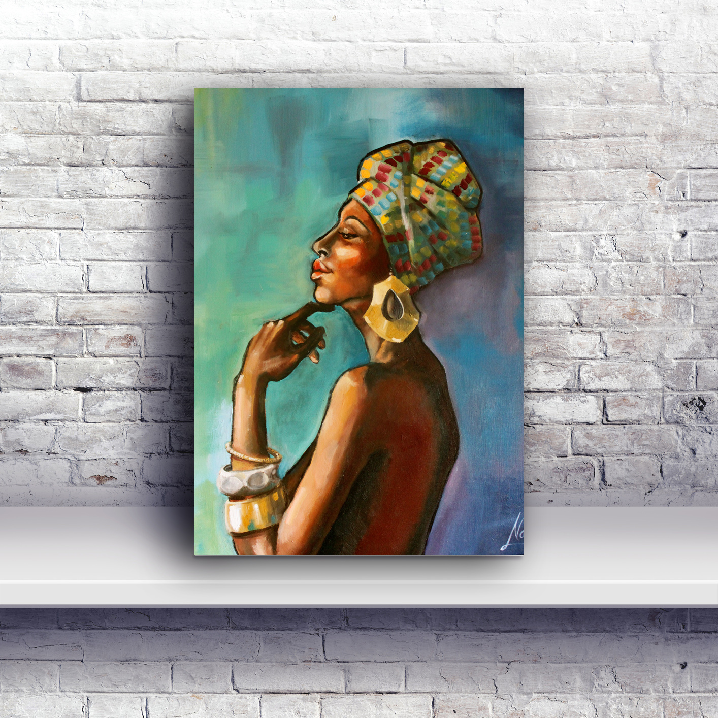 1414x1414 African Princess African Art, Oil Painting Art Studio - African Lady Painting