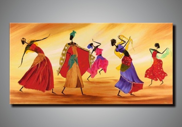 640x445 African Woman Dance Hand Painted Canvas Oil Painting - African Lady Painting