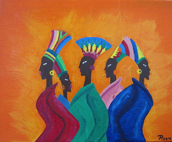 600x497 African Women Painting By Gabriela Rusu - African Lady Painting