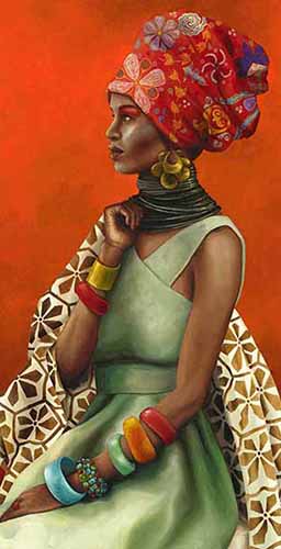 256x500 Deziree Fine Arts - African Lady Painting