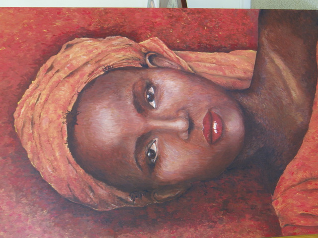 640x480 Laila Bar Artwork African Lady Original Painting Acrylic - African Lady Painting