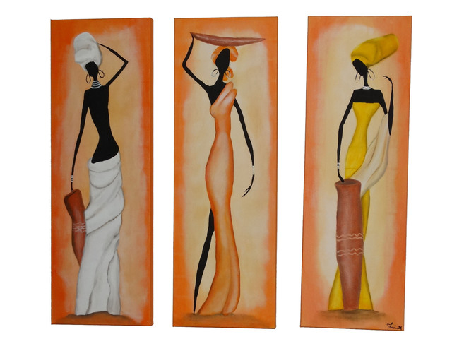 640x480 Luis Munoz Artwork African Ladies Original Painting Oil - African Lady Painting