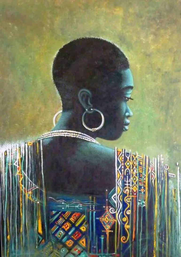 770x1094 Saatchi Art African Lady Painting By Moulaye Sarr - African Lady Painting