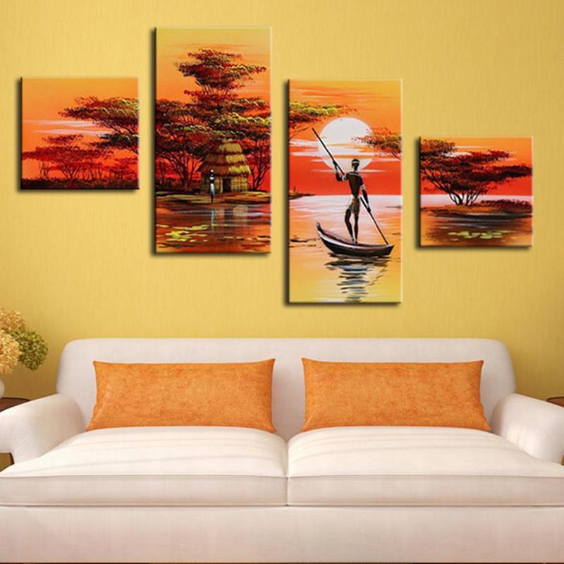 800x800 African Women Painting Hand Painted Abstract African Landscape - African Landscape Painting