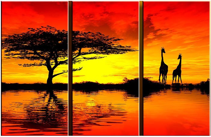 702x455 Landscape African Sunset Ii Painting Best Paintings For Sale - African Landscape Painting