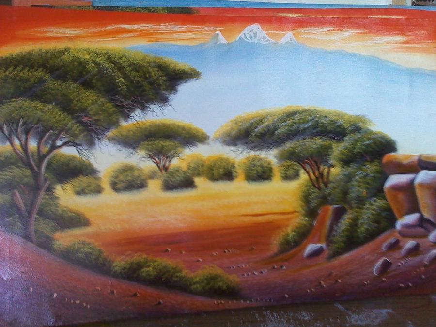 900x675 African Landscape Painting By John - African Landscape Painting