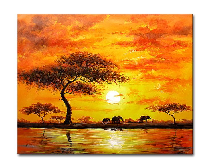 736x588 African Landscape Paintings African Sunset Paintings Other - African Landscape Painting