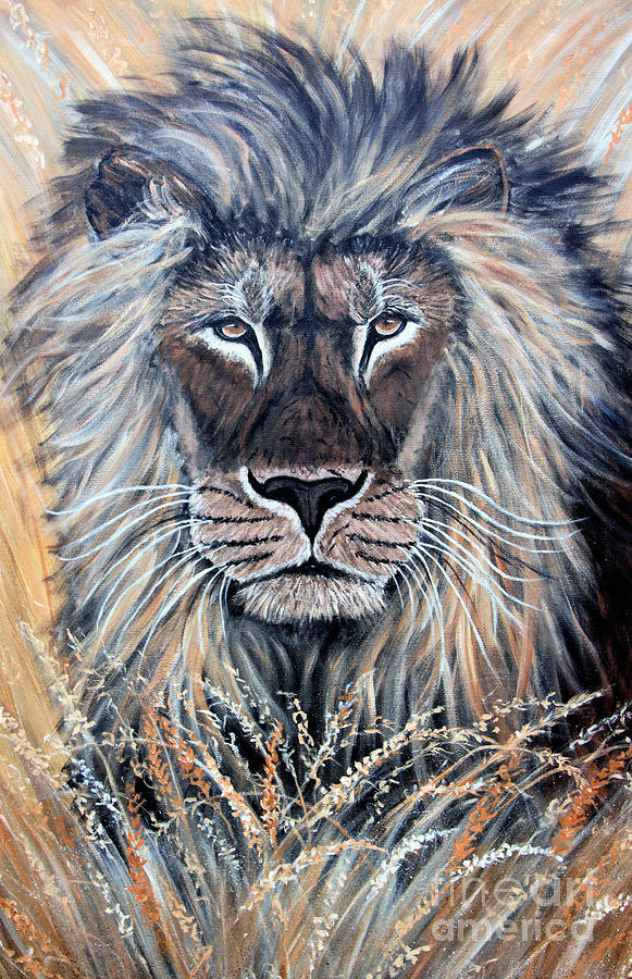 581x900 African Lion Painting By Nick Gustafson - African Lion Painting