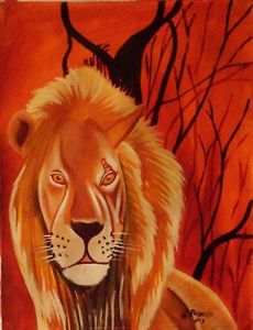 230x300 African Lion Painting On Canvas Ebay - African Lion Painting