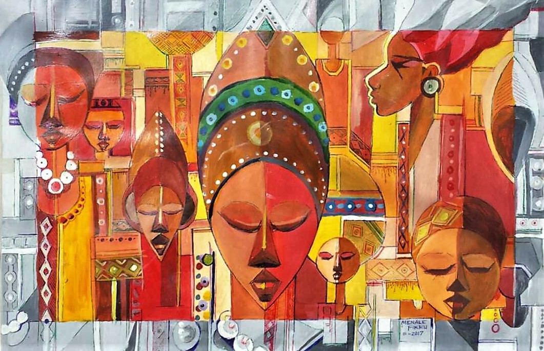 1061x684 African Masks 1 Ethiopian Art Online - African Mask Painting