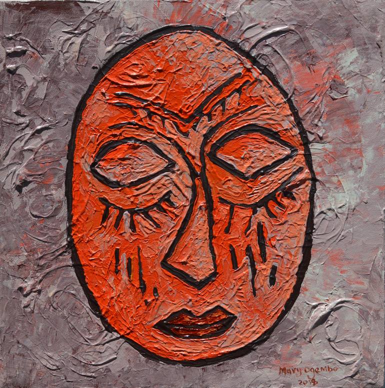 770x777 Saatchi Art African Mask Painting By Mary Ogembo - African Mask Painting