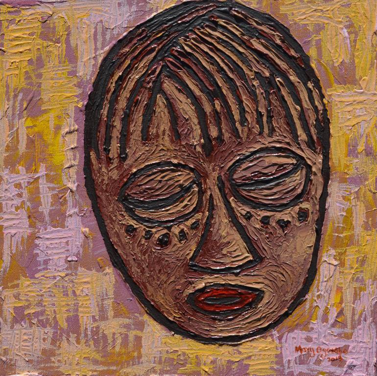 770x767 Saatchi Art African Mask Viii Painting By Mary Ogembo - African Mask Painting