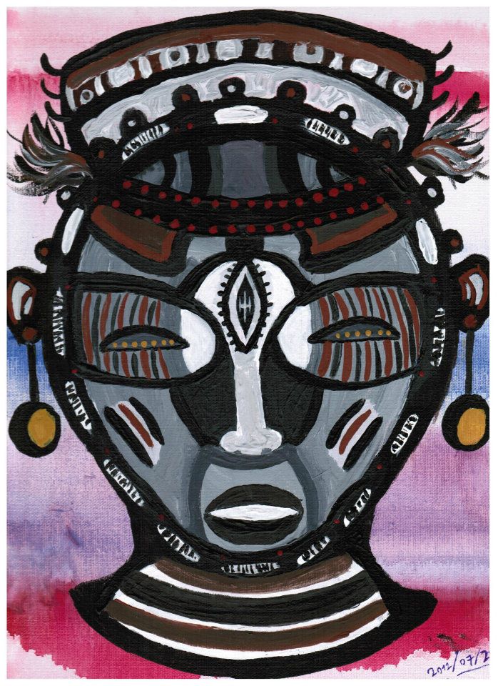 698x960 Second African Mask Painting By Swissgal16 - African Mask Painting