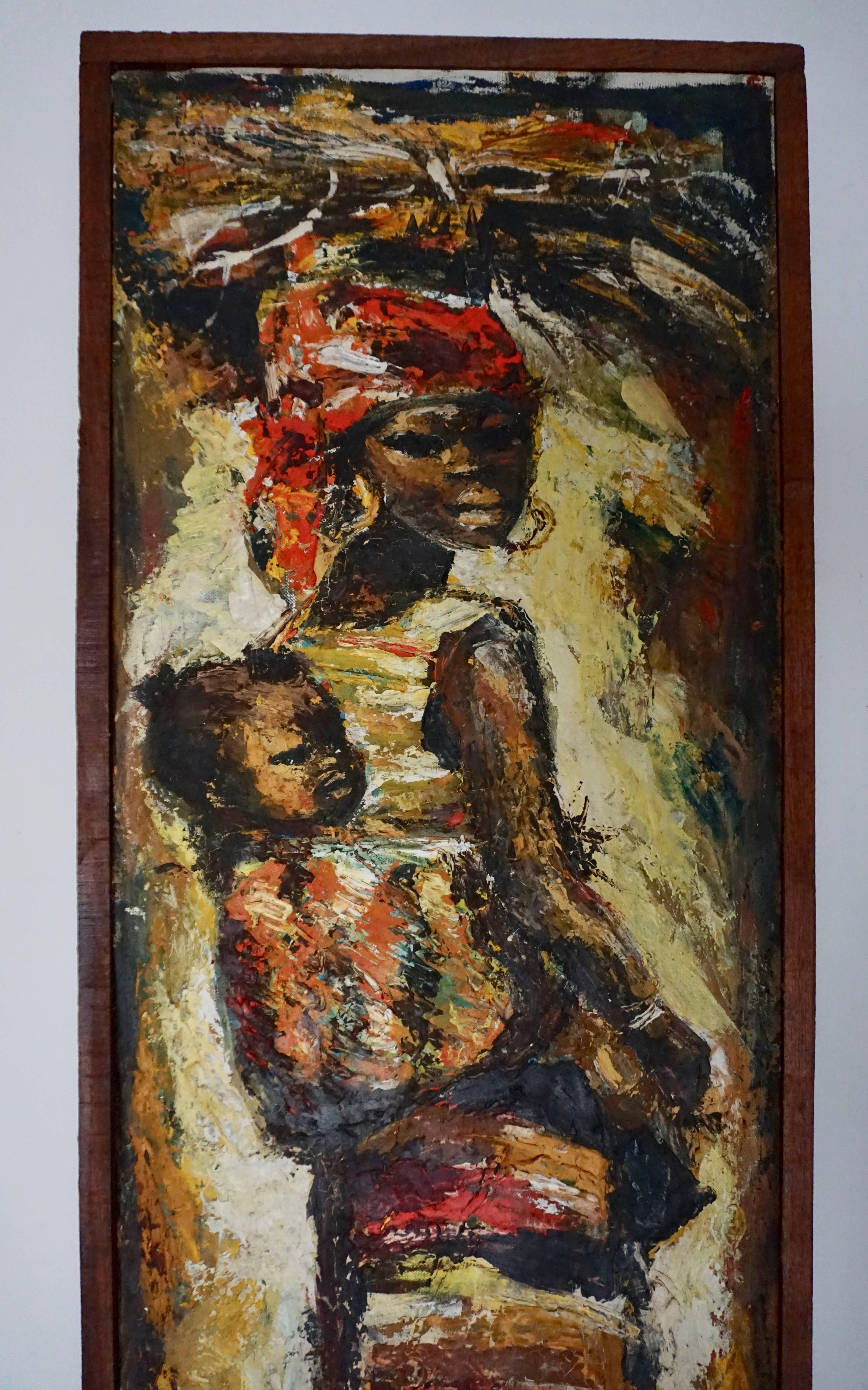 3733x5974 African Painting Woman And Child Kongo For Sale - African Painting