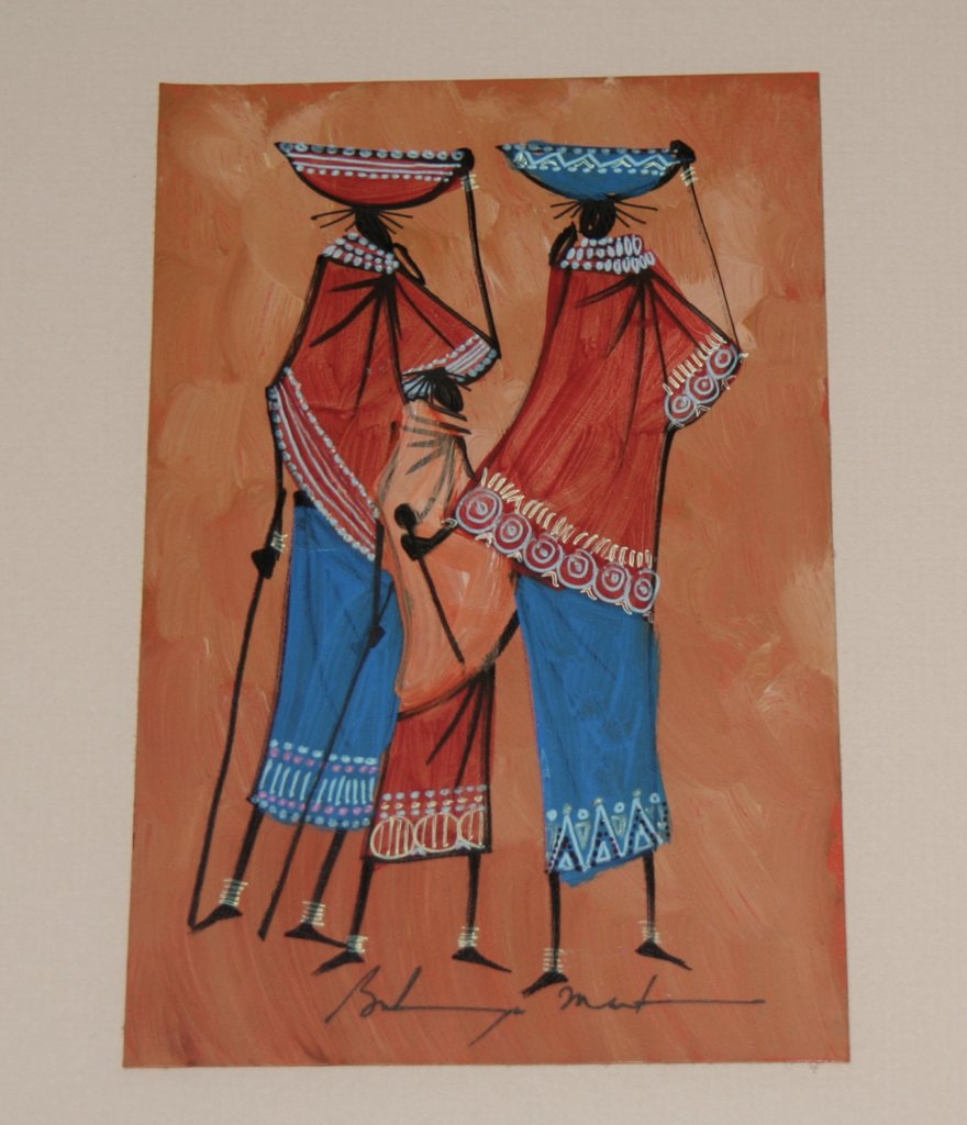 880x1024 African Art Maasai Women Baskets On Head Original Painting Acrylic - African Painting