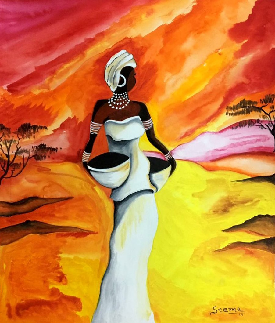 902x1058 Buy African Tribal Woman Ethnicity Handmade Painting By Seema - African Painting Images