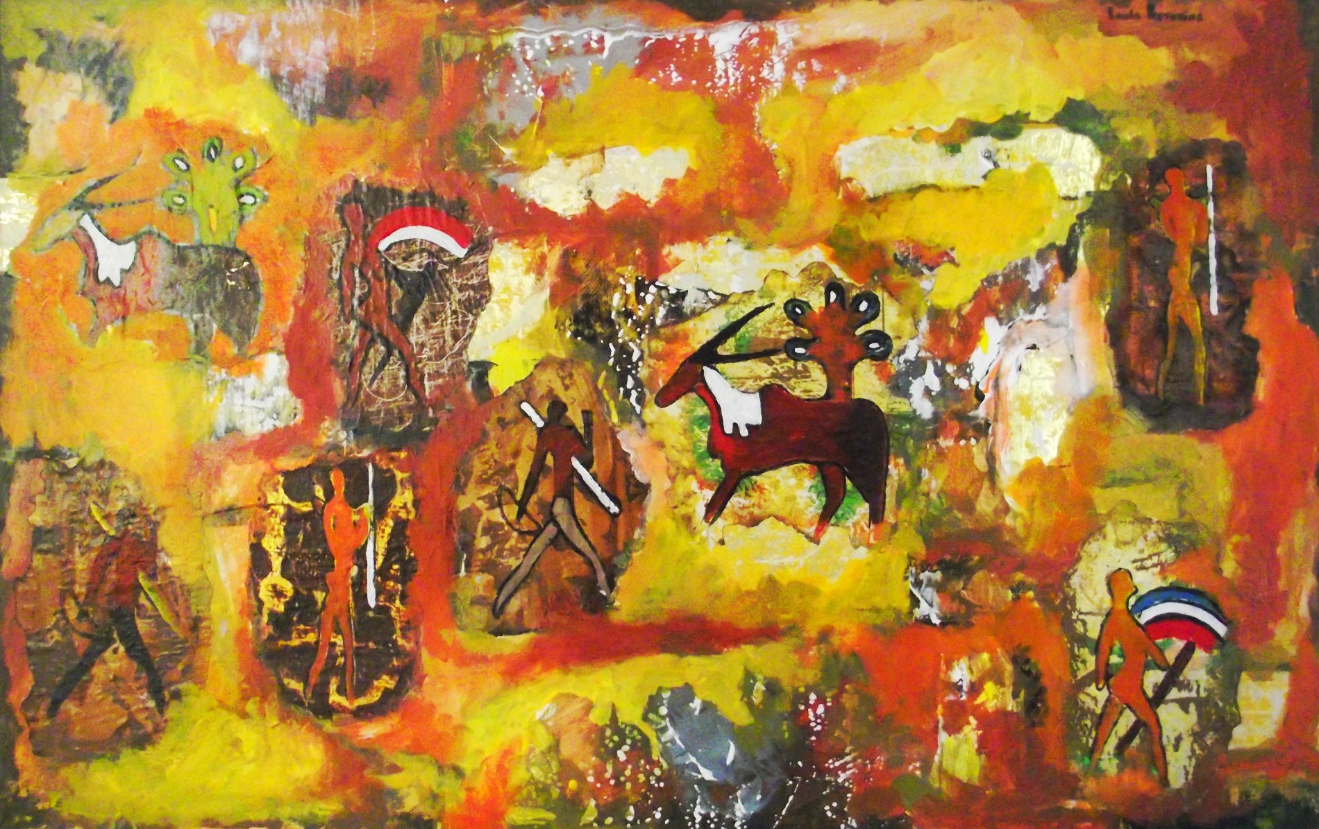 1900x1195 Louis Pretorius Artwork African Collage Original Painting Oil - African Painting Images