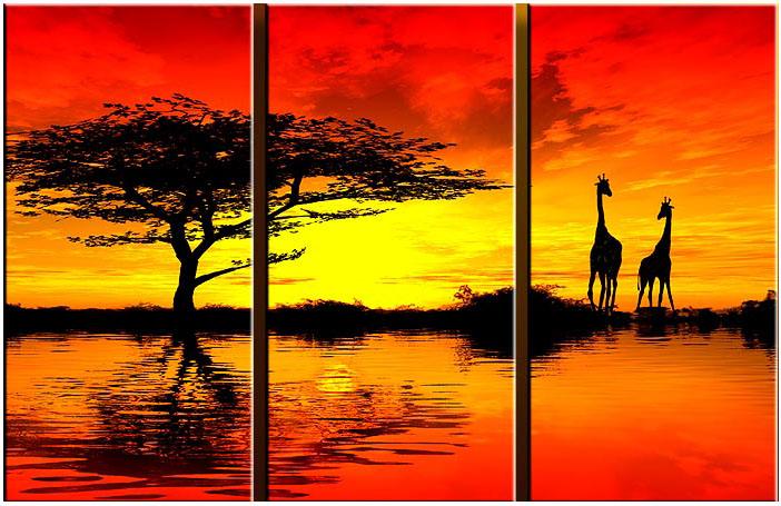 702x455 Landscape African Sunset Ii Painting Framed Paintings For Sale - African Painting Images