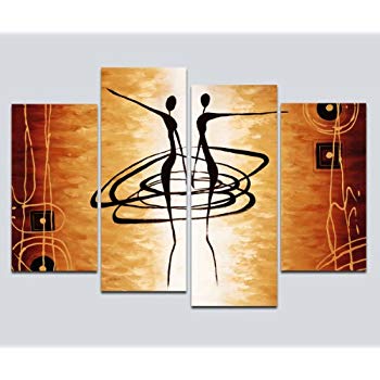 350x350 Wieco Art Large 4 Piece Modern Stretched And Framed - African Painting Styles