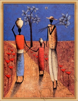 270x350 African Style Figure Mdf Board Painting - African Painting Styles