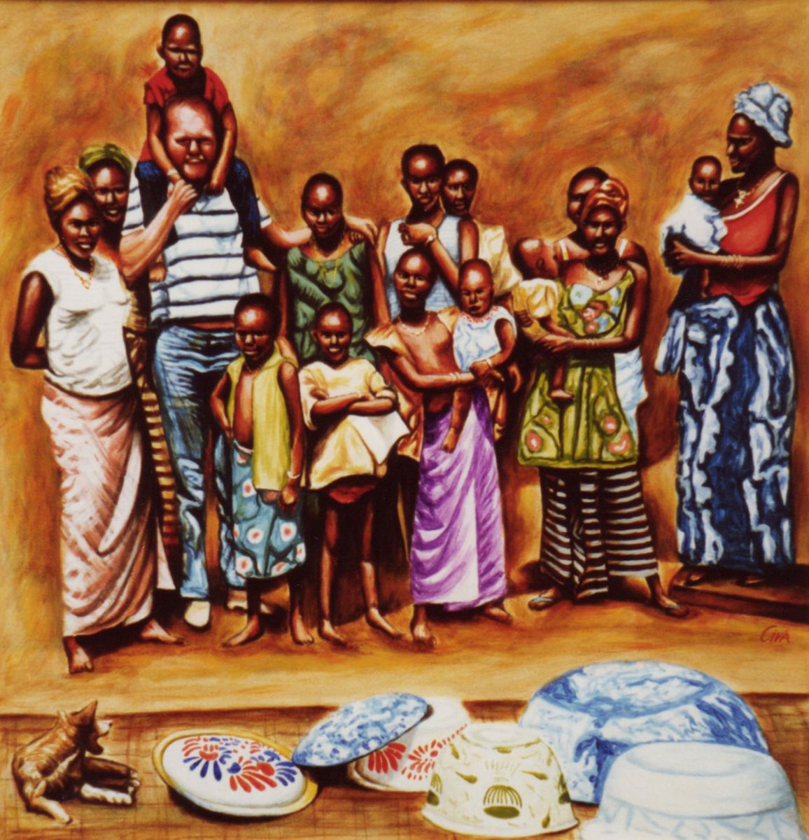 1156x1200 African Friends In A Village (Dan Civa) - African People Painting