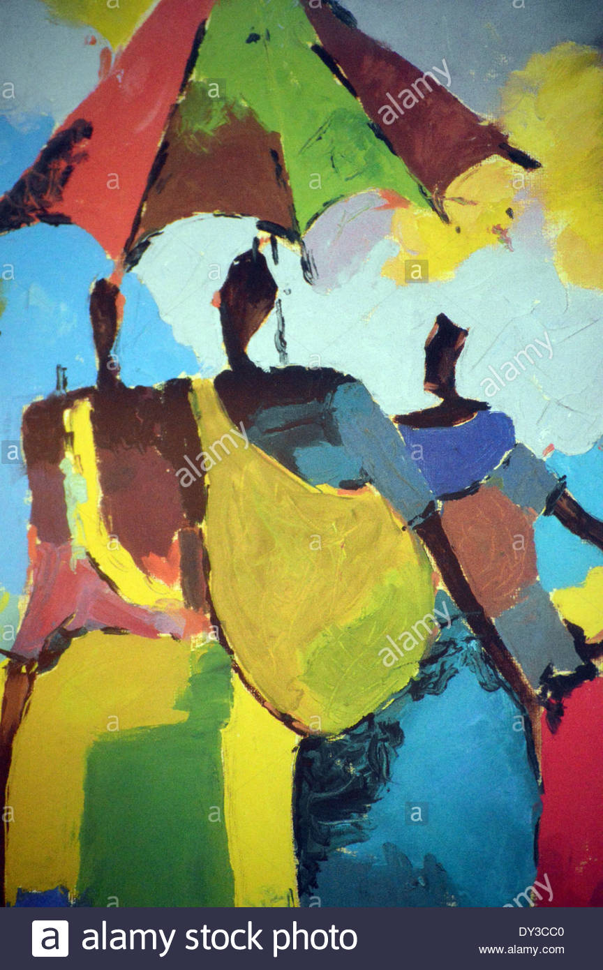 864x1390 African Art, Abstract Painting Of African People Under Umbrella - African People Painting