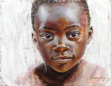 366x283 A Young Girl On The African Island Of Zanzibar - African Portrait Painting