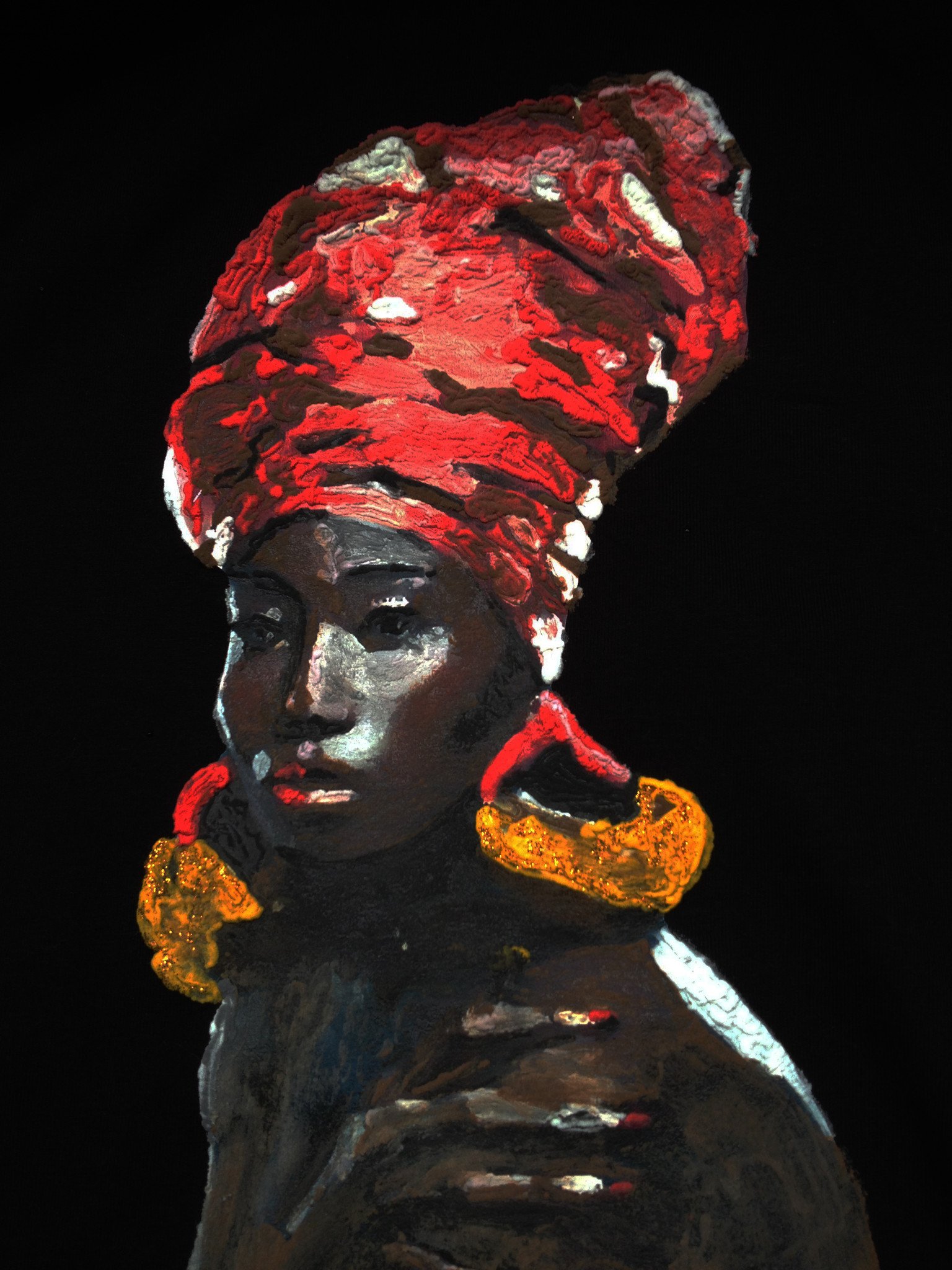 1536x2048 African Queen Red Hat Afro Painting 3d Wall Art - African Queen Painting